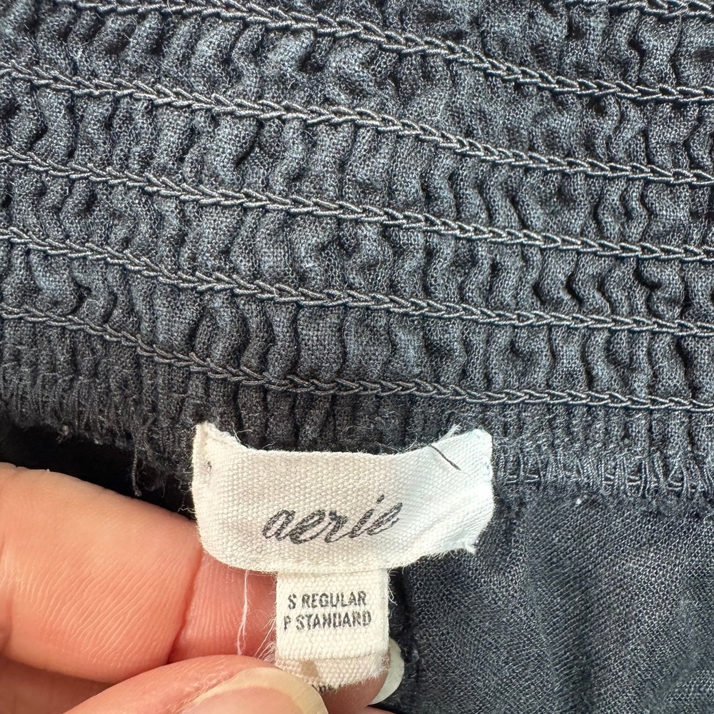 Aerie wide leg black linen blend pants small - Picture 4 of 6